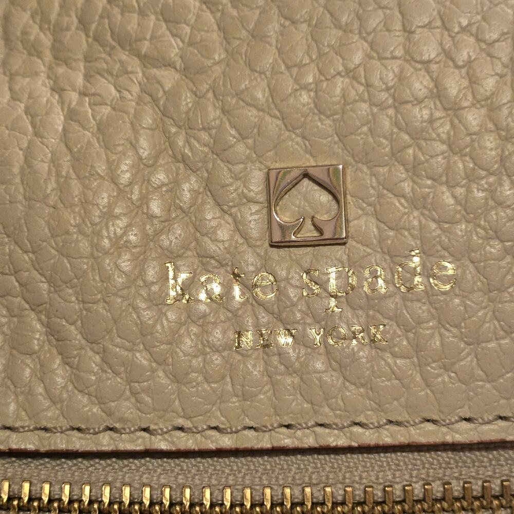 Kate Spade Southport Ave Alessa Satchel/Cross Body Beige Black Pebbled Leather - Picture 13 of 15